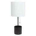 Simple Designs Simple Designs Organizer Lamp with USB charging port, Black LT1085-BLK